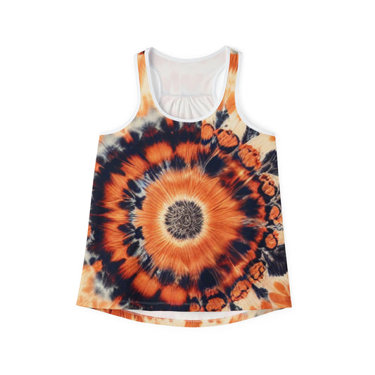 Orange Black Tie Dye Women's Tank Top (AOP)