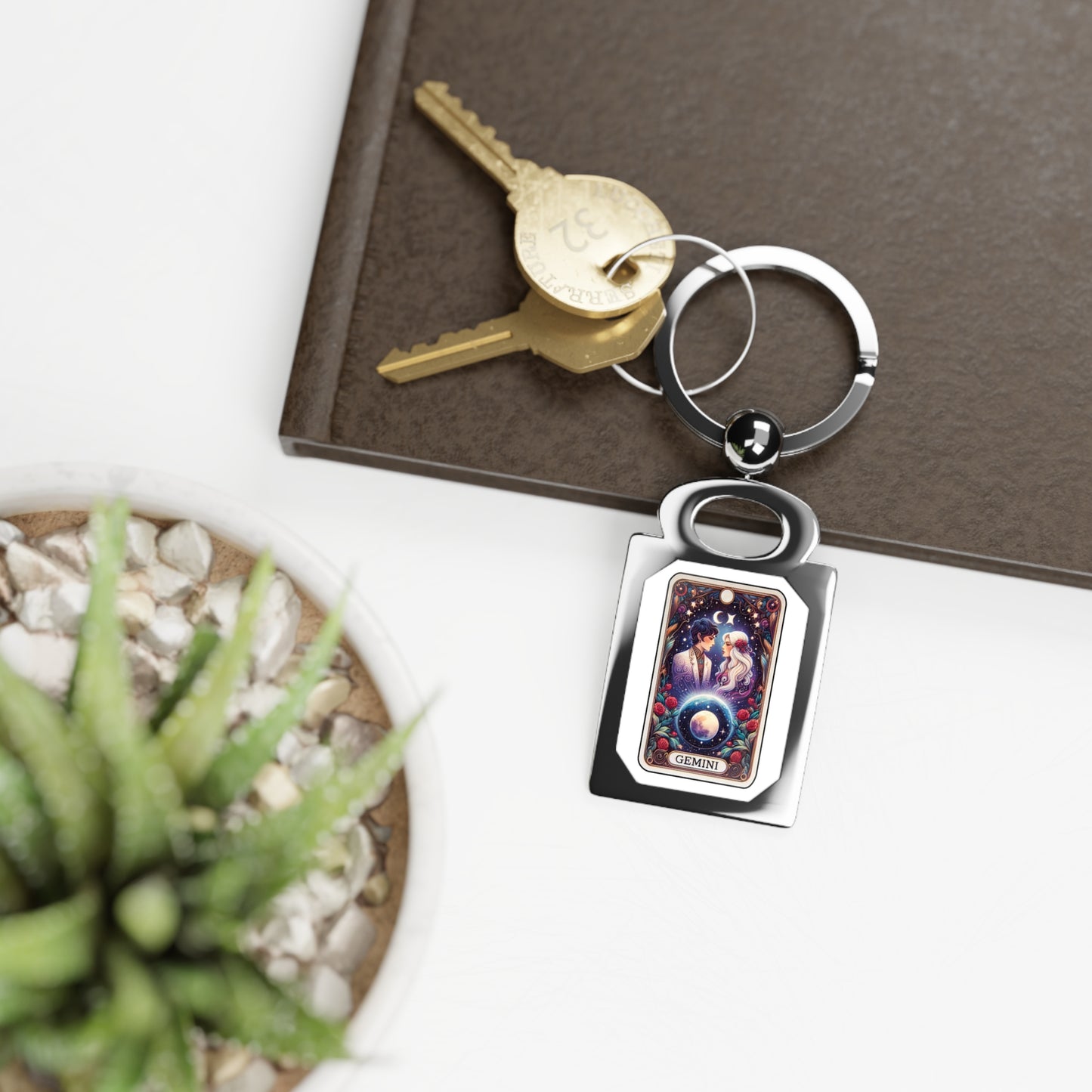 Gemini Rectangle Photo Keyring