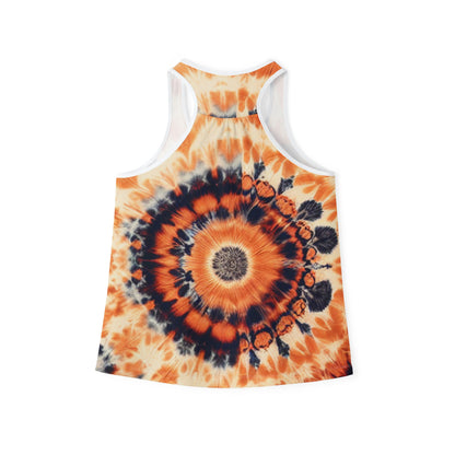 Orange Black Tie Dye Women's Tank Top (AOP)