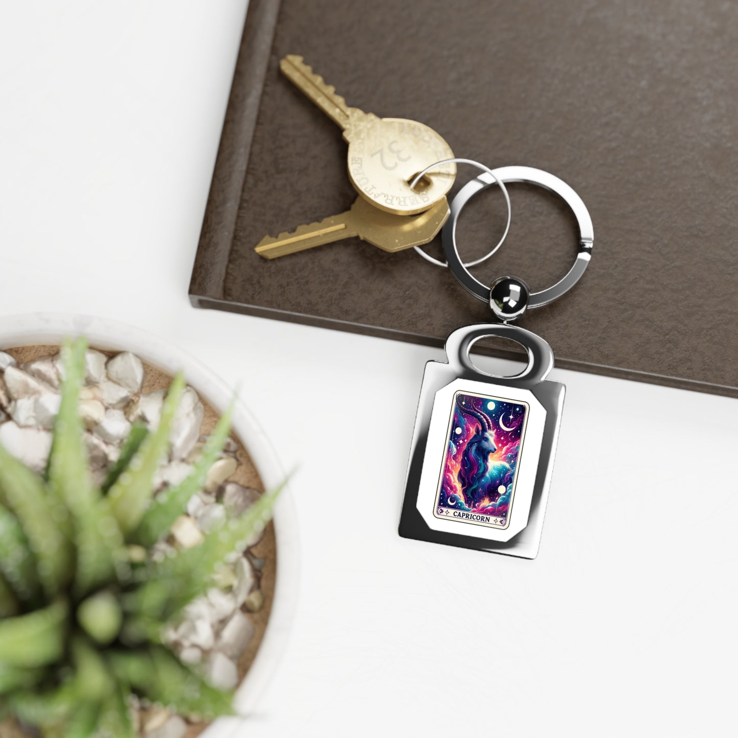 Capricorn Rectangle Photo Keyring