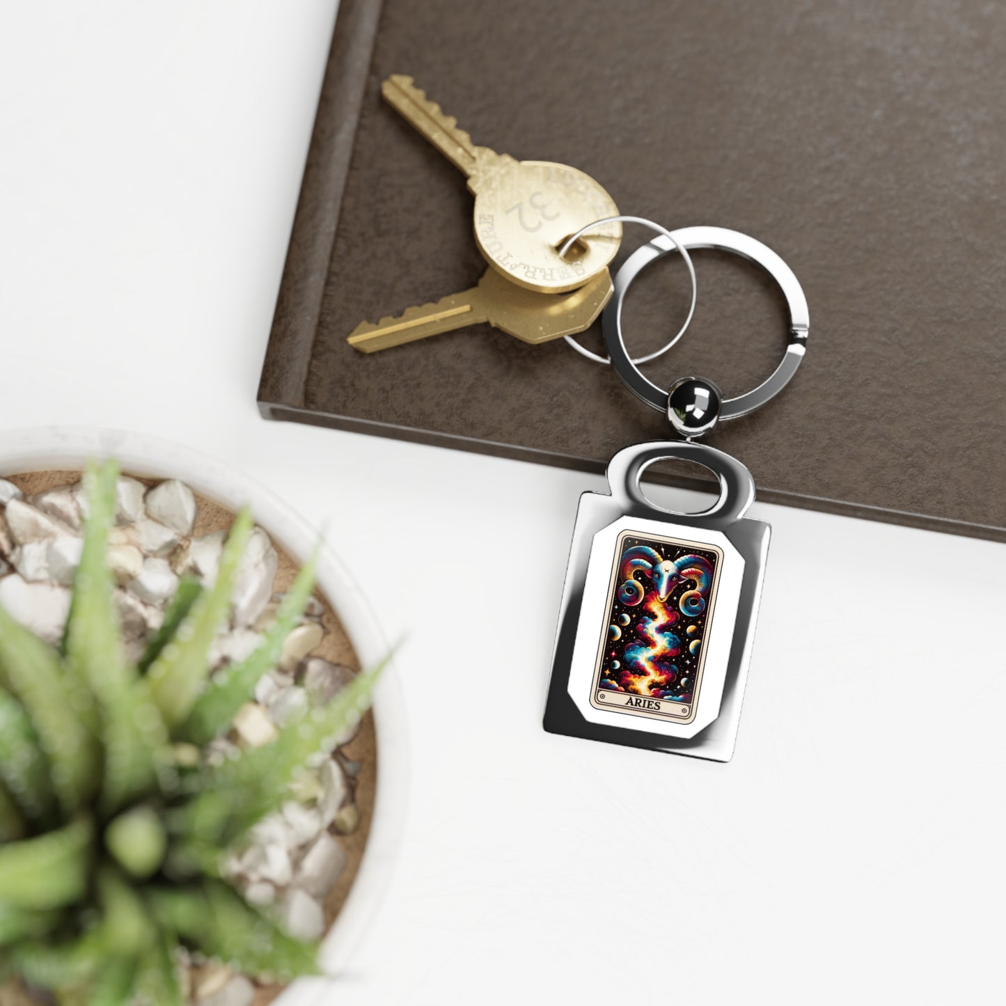 Aries Rectangle Photo Keyring